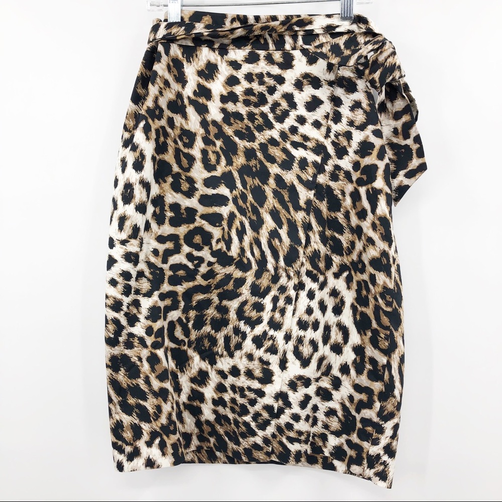 Talbots leopard print wrap skirt knee length 6